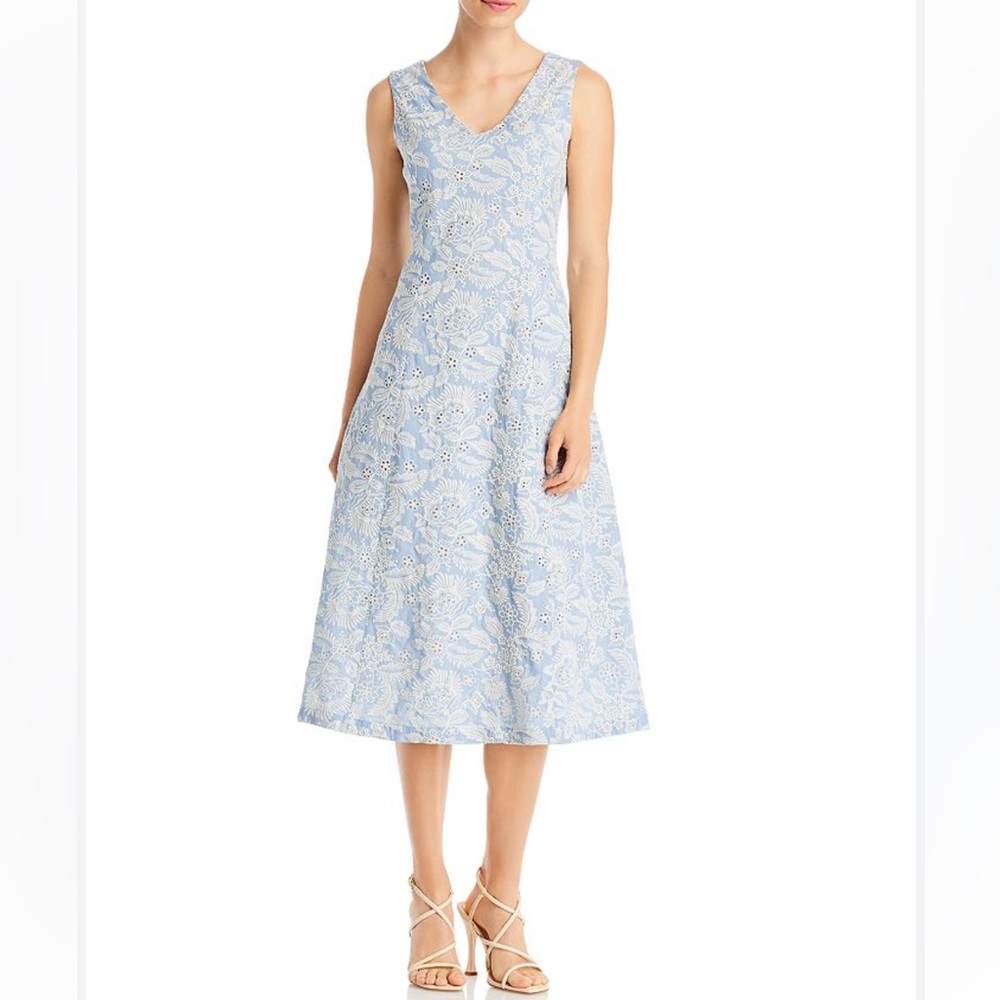 T TAHARI, Sleeveless Embroidered Midi Dress
